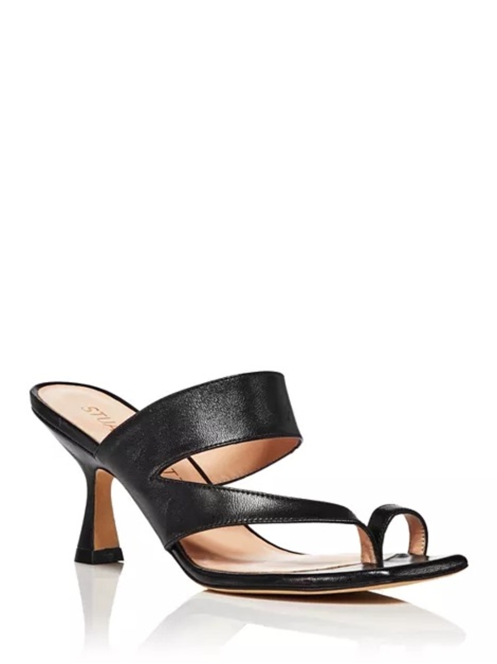 Stuart Weitzman Black Leather Strappy Mule Sandals